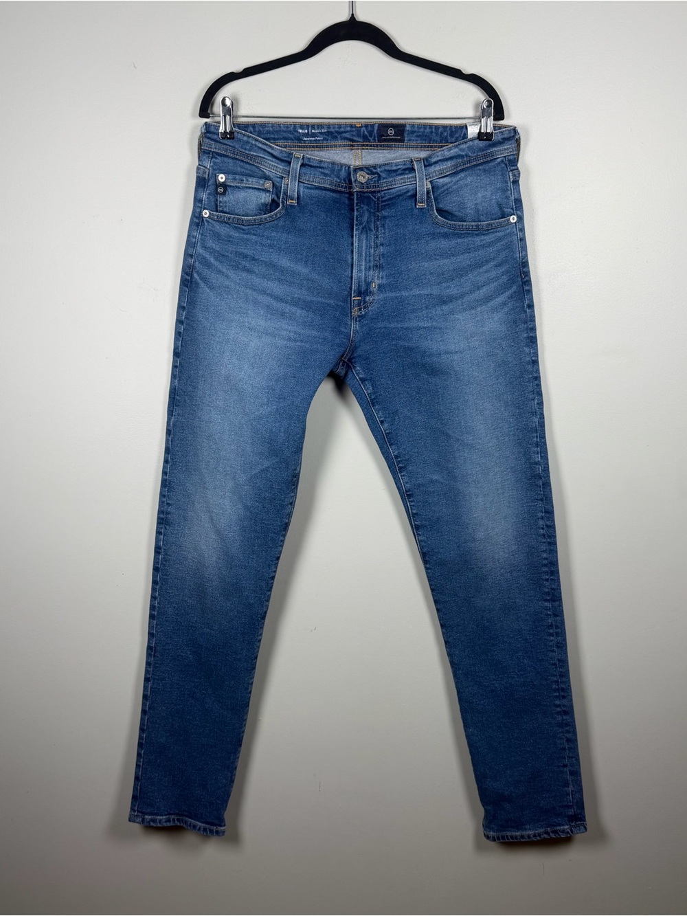 AG Adriano Goldschmied Tellis Modern Slim Indigo Blue Jeans Mens 35 Japan Denim